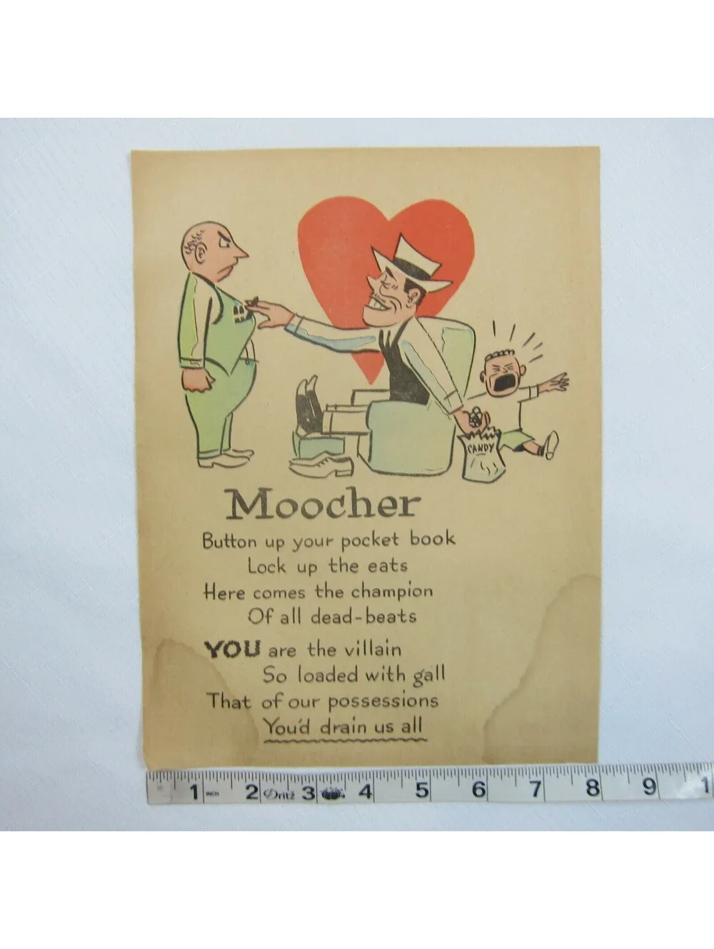Vintage Vinegar Valentine Moocher Penny Dreadful Sarcasm Insult Poem Ephemera